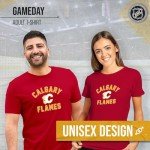 Wright & Ditson NHL Adult Game Day Unisex T-Shirt - 100% Cotton - Tagless Short Sleeve Hockey Tee - Comfortable & Lightweight (Calgary Flames - Red, XX-Large)