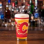Rico Industries NHL Hockey Calgary Flames 16 oz Pint Glasses with Digitally Printed Logo, Set of 2 Classic Drinking Glasses, for Fans, Dishwasher Safe