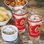 Rico Industries NHL Hockey Calgary Flames 16 oz Pint Glasses with Digitally Printed Logo, Set of 2 Classic Drinking Glasses, for Fans, Dishwasher Safe