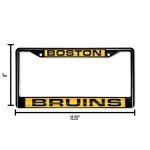 Rico Industries NHL Boston Bruins Black Black Laser Cut Chrome Frame 12" x 6" 12" x 6" Black Laser Cut Chrome Frame - Car/Truck/SUV Automobile Accessory