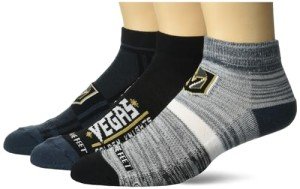 For Bare Feet NHL VEGAS GOLDEN KNIGHTS Stripe Stack 3 Pack Ankle Sock Team Colors Large