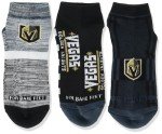 For Bare Feet NHL VEGAS GOLDEN KNIGHTS Stripe Stack 3 Pack Ankle Sock Team Colors Large