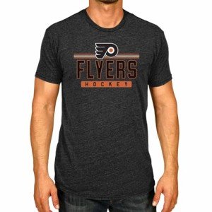 Wright & Ditson Adult NHL Heather Charcoal True Fan Hockey T-Shirt - Tagless Cotton Polyester Blend - Ultimate Comfort (Philadelphia Flyers - Charcoal, Large)