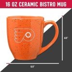Rico Industries NHL Hockey Philadelphia Flyers Orange 16 oz Team Color Laser Engraved Speckled Ceramic Coffee Mug