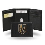 Rico Industries NHL Vegas Golden Knights Embroidered Genuine Leather Tri-fold Wallet 3.25" x 4.25" - Slim