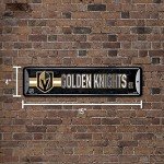 Rico Industries NHL Hockey Vegas Golden Knights Metal Street Sign 4" x 15" Home Décor - Bedroom - Office - Man Cave,Silver