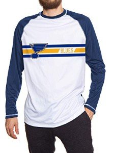 Calhoun Mens Officially Licensed NHL Striped Long Sleeve Rashguard (Large, St. Louis Blues)