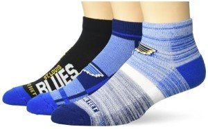 For Bare Feet NHL ST. LOUIS BLUES Stripe Stack 3 Pack Ankle Sock Team Colors Large