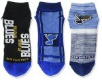 For Bare Feet NHL ST. LOUIS BLUES Stripe Stack 3 Pack Ankle Sock Team Colors Large