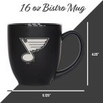 Rico Industries NHL Hockey St. Louis Blues 15oz Laser Engraved Matte Black Ceramic Bistro Mug - For Hot or Cold Drinks