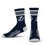 For Bare Feet NHL Tampa Bay Lightning 4 Stripe Deuce Crew Sock Team Color LARGE