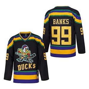 D-5 Youth Mighty Ducks Jersey #96 Conway #99 Banks Jersey,Movie Ice Hockey Jersey for Kids (99-Black,Large)