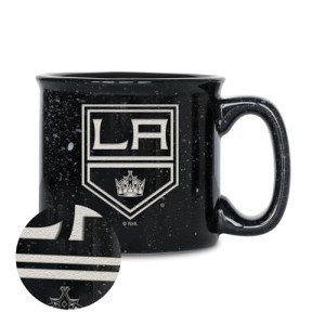Rico Industries NHL Hockey Los Angeles Kings Black Speckle 12oz Laser Engraved Campfire Mug