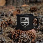 Rico Industries NHL Hockey Los Angeles Kings Black Speckle 12oz Laser Engraved Campfire Mug