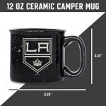 Rico Industries NHL Hockey Los Angeles Kings Black Speckle 12oz Laser Engraved Campfire Mug