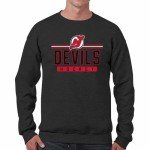 Wright & Ditson NHL Charcoal True Fan Crewneck Sweatshirt - Officially Licensed - Pre-Shrunk Cotton Blend Hockey Crewneck (New Jersey Devils - Charcoal, X-Large)