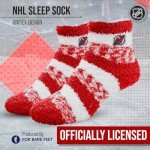 For Bare Feet NHL Unisex Cozy Sleep Socks, Fuzzy Ankle Length Plush And Soft, Women Men, One Size Fits Most (New Jersey Devils - Red, One Size)
