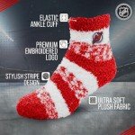 For Bare Feet NHL Unisex Cozy Sleep Socks, Fuzzy Ankle Length Plush And Soft, Women Men, One Size Fits Most (New Jersey Devils - Red, One Size)