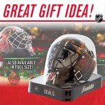 NHL New Jersey Devils Team Logo Mini Hockey Goalie Mask with Case - Collectible Goalie Mask with Official NHL Logos and Colors,Black