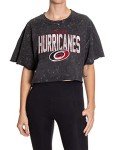 Calhoun NHL Surf & Skate Womens Oversize Drop Shoulder Acid Wash Cropped T-Shirt (Small/Medium, Carolina Hurricanes)