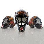 NHL New Jersey Devils Team Logo Mini Hockey Goalie Mask with Case - Collectible Goalie Mask with Official NHL Logos and Colors,Black
