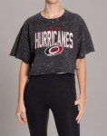 Calhoun NHL Surf & Skate Womens Oversize Drop Shoulder Acid Wash Cropped T-Shirt (Small/Medium, Carolina Hurricanes)