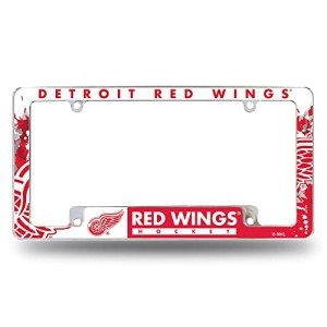 Rico Industries NHL Detroit Red Wings Primary 12" x 6" Chrome All Over Automotive License Plate Frame for Car/Truck/SUV