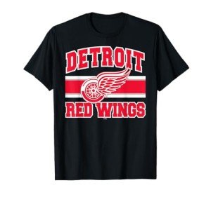 Detroit Red Wings Stripe Black Officially Licensed T-Shirt