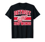 Detroit Red Wings Stripe Black Officially Licensed T-Shirt