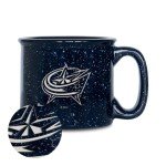Rico Industries NHL Hockey Columbus Blue Jackets Navy Speckle 12oz Laser Engraved Campfire Mug