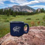 Rico Industries NHL Hockey Columbus Blue Jackets Navy Speckle 12oz Laser Engraved Campfire Mug