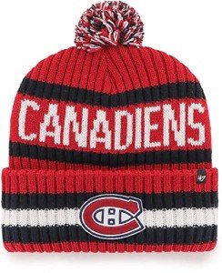 '47 NHL Bering Cuffed Knit Pom Beanie Hat, Adult (Montreal Canadiens Red)