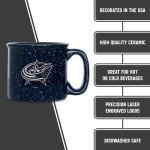 Rico Industries NHL Hockey Columbus Blue Jackets Navy Speckle 12oz Laser Engraved Campfire Mug