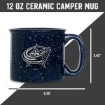 Rico Industries NHL Hockey Columbus Blue Jackets Navy Speckle 12oz Laser Engraved Campfire Mug