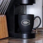 Rico Industries NHL Hockey Montreal Canadiens 15oz Laser Engraved Matte Black Ceramic Bistro Mug - For Hot or Cold Drinks