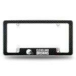 Rico Industries NFL Cleveland Browns Carbon Fiber 12" x 6" Chrome All Over Automotive License Plate Frame for Car/Truck/SUV