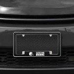 Rico Industries NFL Cleveland Browns Carbon Fiber 12" x 6" Chrome All Over Automotive License Plate Frame for Car/Truck/SUV