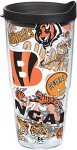 Tervis NFL Cincinnati Bengals All Over Tumbler with Wrap and Black Lid, 1 Count (Pack of 1), Clear