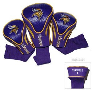 Team Golf NFL Minnesota Vikings Contour Golf Club Headcovers (3 Count) Numbered 1, 3, & X, Fits Oversized Drivers, Utility, Rescue & Fairway Clubs, Velour lined for Extra Club Protection