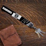 Rico Industries NFL Football Las Vegas Raiders Wrist Lanyard Key Chain, Cute Wristlet Strap Keychain Holder for Women Men Car Keys ID Badges Card Wallet Phone Camera