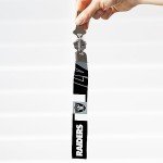 Rico Industries NFL Football Las Vegas Raiders Wrist Lanyard Key Chain, Cute Wristlet Strap Keychain Holder for Women Men Car Keys ID Badges Card Wallet Phone Camera