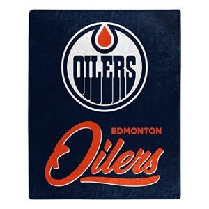 Northwest NHL Edmonton Oilers Unisex-Adult Raschel Throw Blanket, 50" x 60", Signature