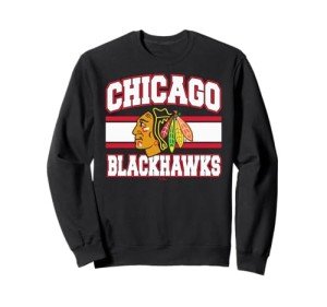 Chicago Blackhawks Stripe Black Officially Licensed Sweatshirt