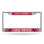 Rico Industries NHL Hockey Florida Panthers 2024 Stanley Cup Champions 12" x 6" Chrome Frame with Decal Inserts - Car/Truck/SUV Automobile Accessory