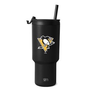 Simple Modern Officially Licensed NHL Pittsburgh Penguins 30 oz Tumbler with Flip Lid and Straws | Hockey Insulated Cup Stainless Steel | Gifts for Men Women | Trek Collection | Pittsburgh Penguins