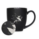 Rico Industries NHL Hockey San Jose Sharks 15oz Laser Engraved Matte Black Ceramic Bistro Mug - For Hot or Cold Drinks
