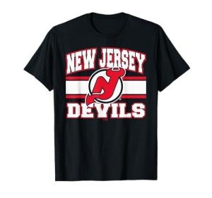 New Jersey Devils Stripe Black Officially Licensed T-Shirt