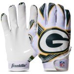 Franklin Sports Green Bay Packers Youth NFL Football Receiver Gloves - Receiver Gloves for Kids - NFL Team Logos and Silicone Palm - Youth S/XS Pair