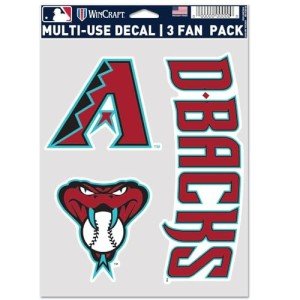 Wincraft MLB Arizona Diamondbacks Decal Multi Use Fan 3 Pack, Team Colors, One Size