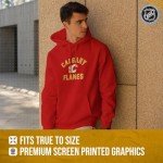 Wright & Ditson Adult NHL Primary Logo Hooded Sweatshirt - Officially Licensed - Fleece Hockey Pullover - Unisex Hoodie (Calgary Flames - Red, Large)